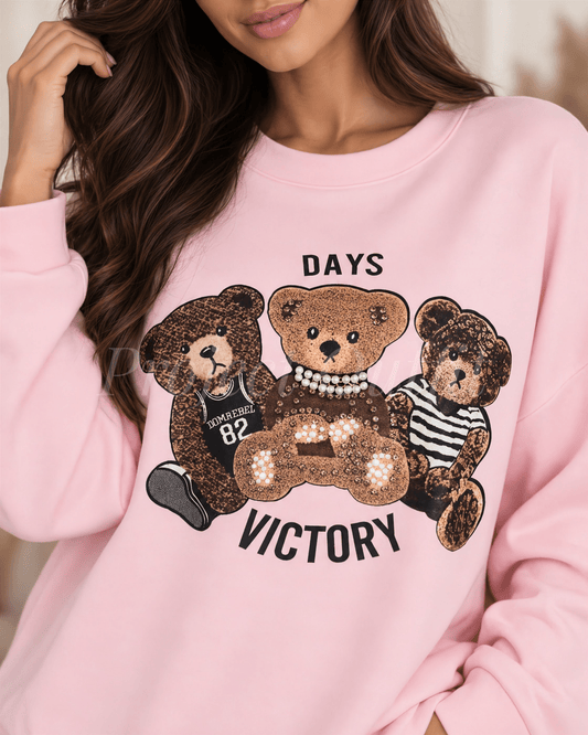 Bluza damska oversize z misiami - różowa