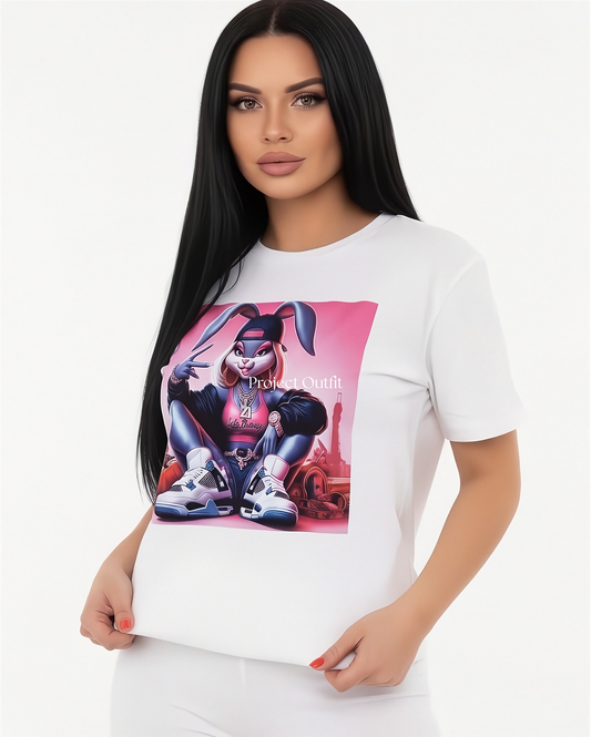 Biały T-shirt z nadrukiem Lola Bunny