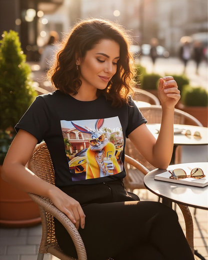 Czarny T-shirt z nadrukiem Bugs Bunny