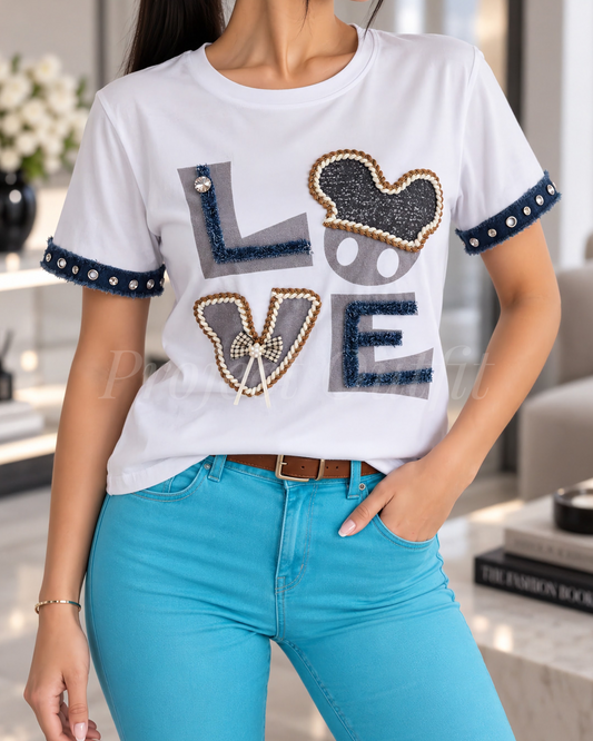 Zdobiony T-shirt Love & Mickey