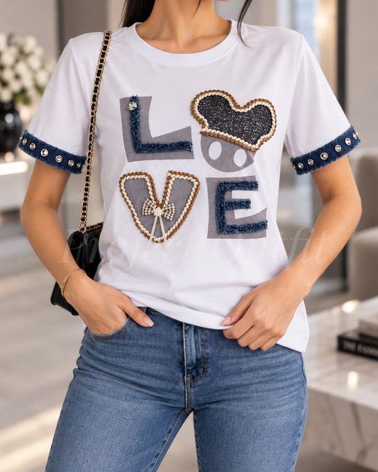 Zdobiony T-shirt Love & Mickey